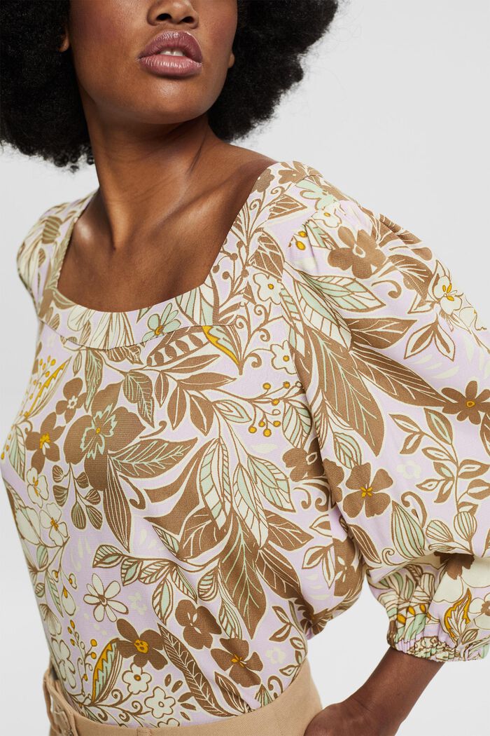 Printed blouse van LENZING™ECOVERO™, LAVENDER, detail image number 2