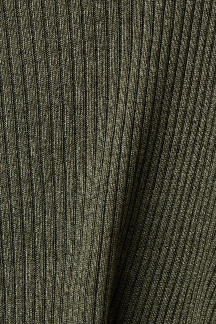 Ribgebreid vest met een asymmetrische zoom, KHAKI GREEN, detail image number 5
