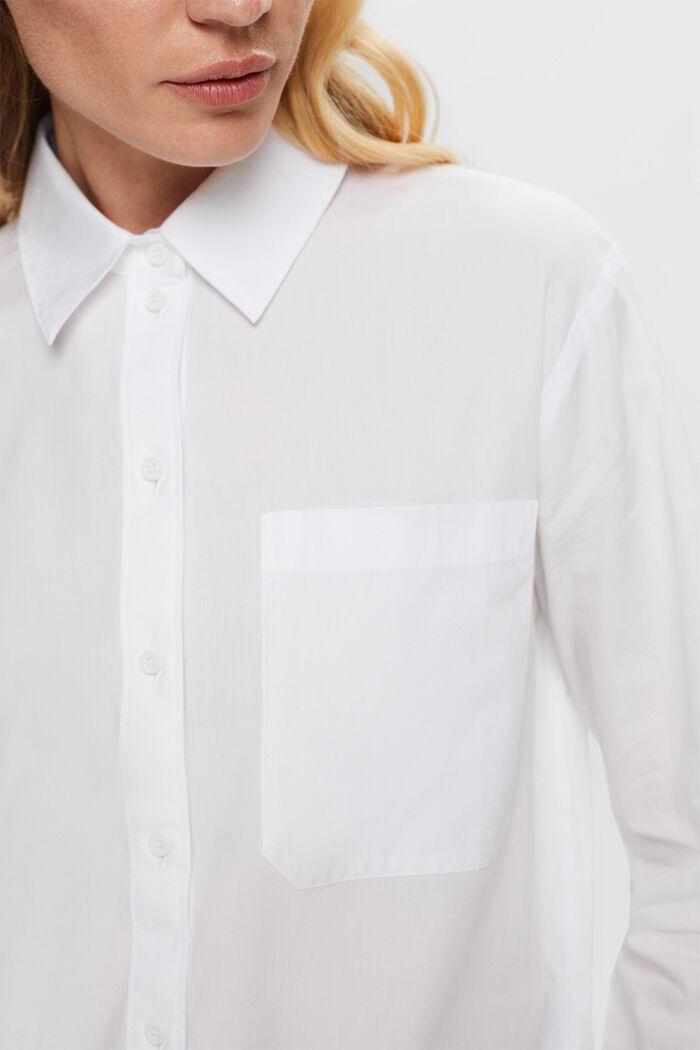 Loose fit overhemdblouse, 100% katoen, WHITE, detail image number 2