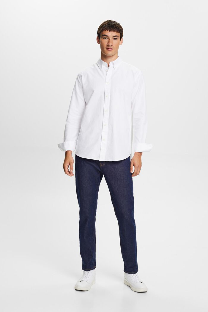 Buttondown-overhemd van katoen-popeline, WHITE, detail image number 0