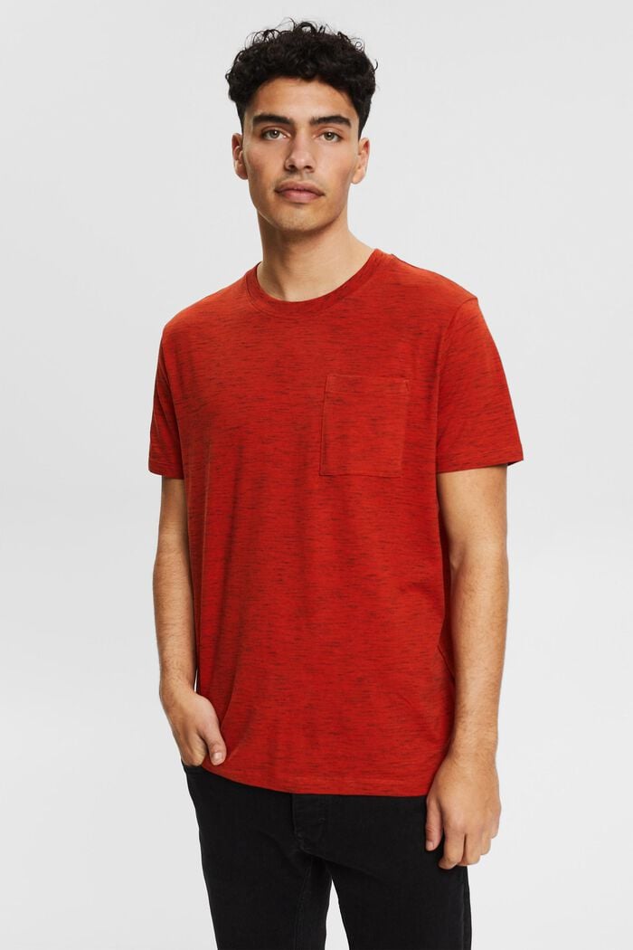 Jersey T-shirt van een katoenmix, RED ORANGE, overview