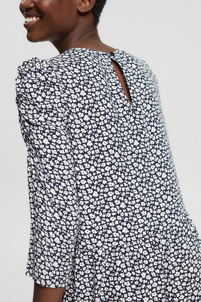 Midi-jurk met print, LENZING™ ECOVERO™, NAVY, detail image number 3