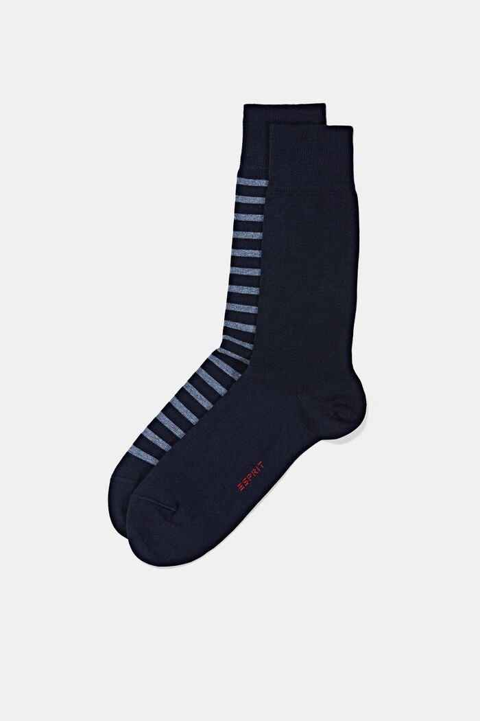 2 paar grofgebreide sokken, MARINE, detail image number 0