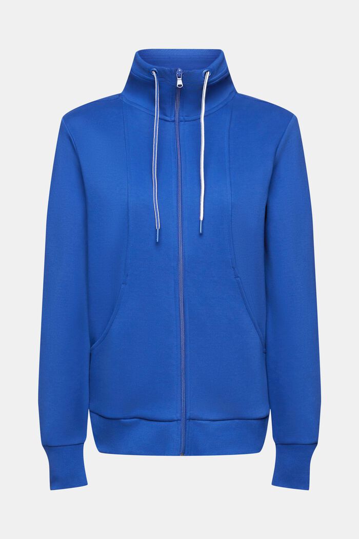 Sweatshirt met rits, katoenmix, BRIGHT BLUE, detail image number 5
