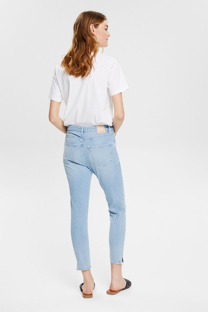 Jeans met hoge taille en zoomsplitten, BLUE LIGHT WASHED, detail image number 3