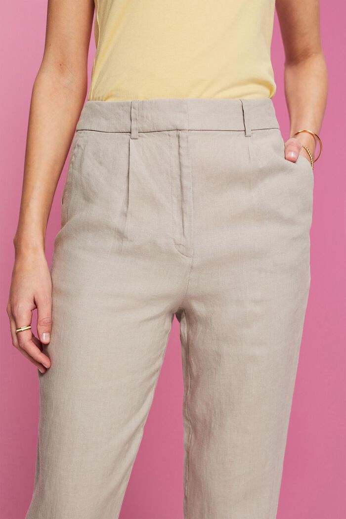 Cropped linnen broek, LIGHT TAUPE, detail image number 2