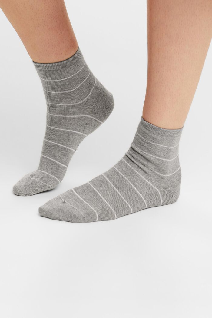 Set van 2 paar gestreepte, grofgebreide sokken, BLACK/GREY, detail image number 1