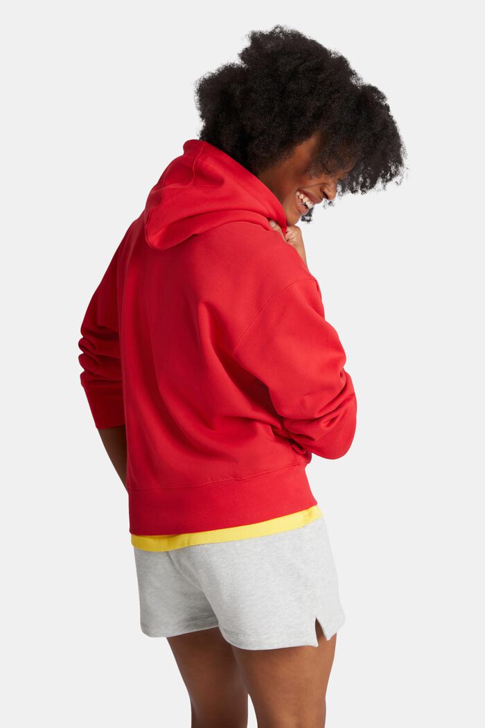 Uniseks hoodie van fleece met logo, RED, detail image number 3
