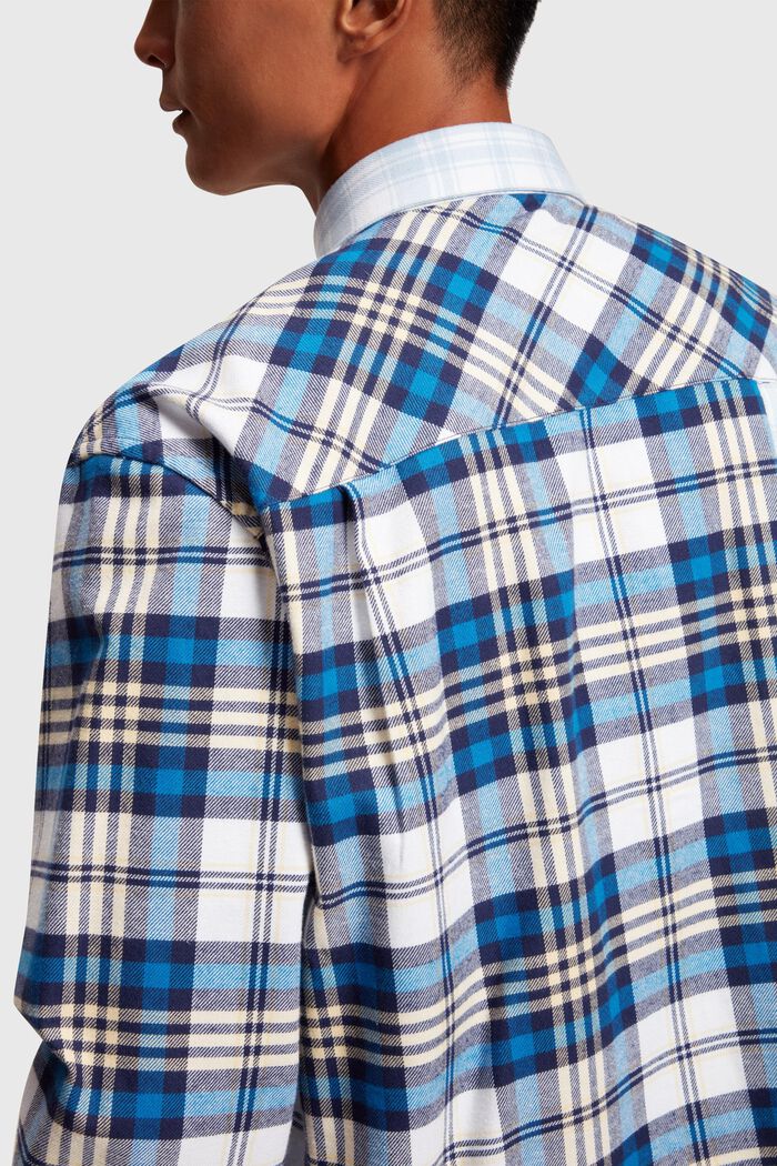 Flanellen shirt met een geruite motiefmix in patchworklook, BLUE, detail image number 3