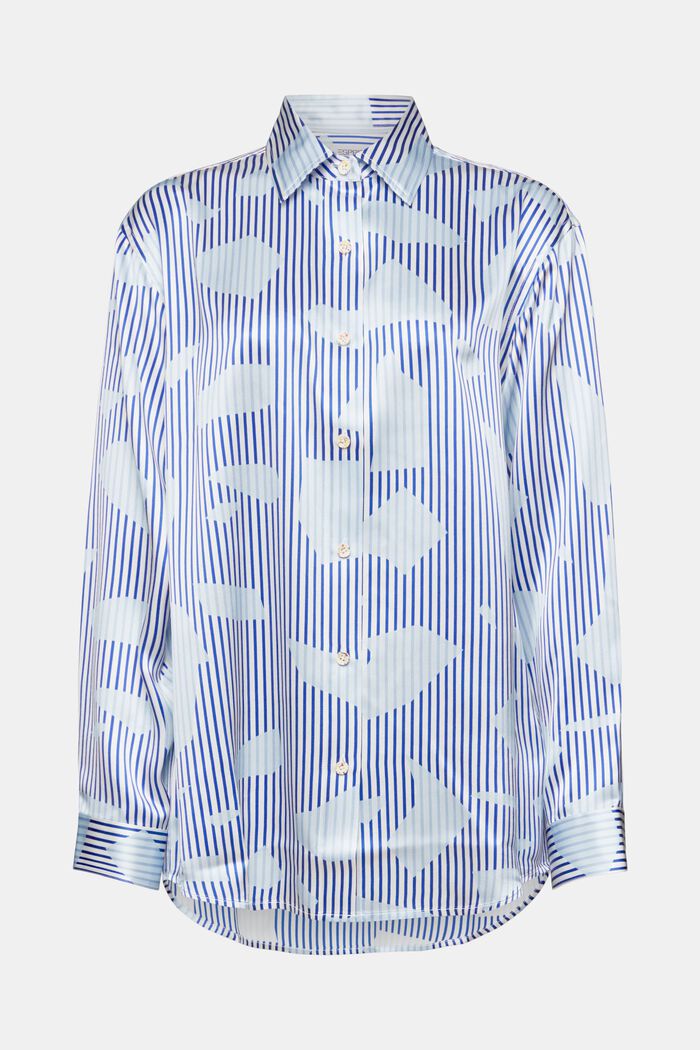 Zijden overhemd met knoopsluiting en print, BRIGHT BLUE, detail image number 6