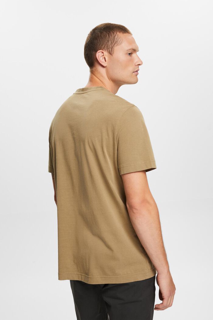 Jersey T-shirt met ronde hals, 100% katoen, KHAKI GREEN, detail image number 3