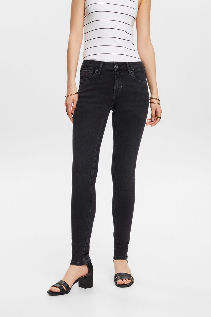 Mid rise skinny jeans, BLACK RINSE, detail image number 0