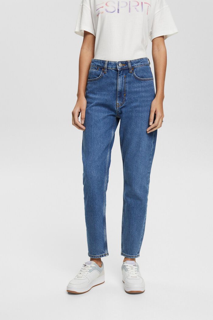 Straight jeans met hoge taille, BLUE MEDIUM WASHED, detail image number 0