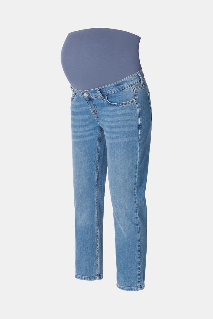 Jeans met cropped pijpen en band over de buik, BLUE MEDIUM WASHED, detail image number 4
