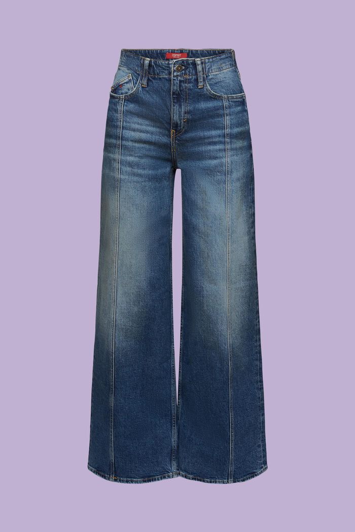 Wide pijpen jeans in retrolook met middelhoge taille, BLUE MEDIUM WASHED, detail image number 7