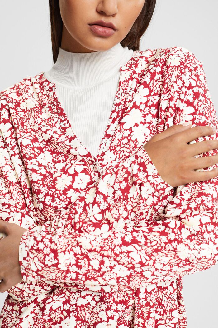 Henley blouse van LENZING™ ECOVERO™, DARK RED, detail image number 2