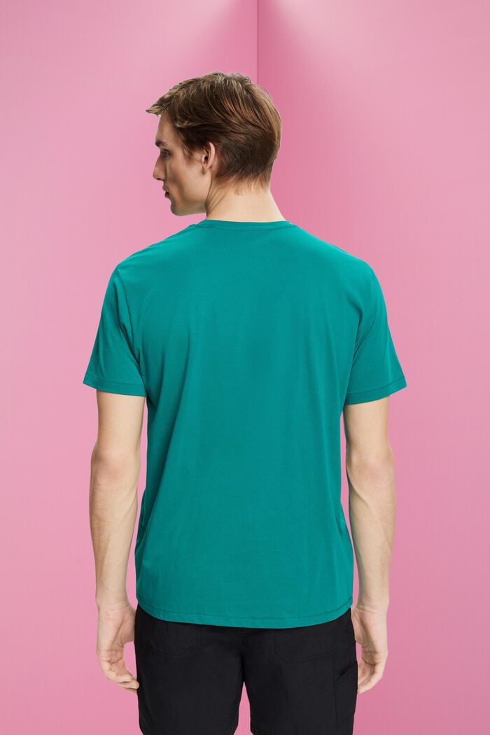 Katoenen T-shirt met print, EMERALD GREEN, detail image number 3