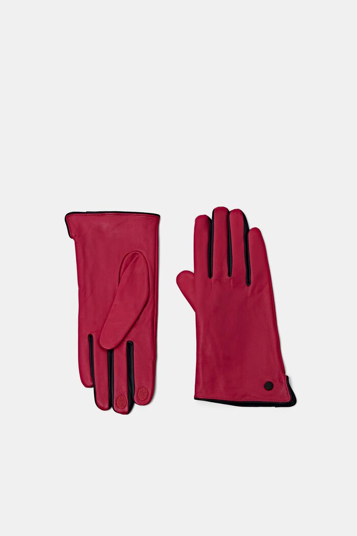 Handschoenen van leer, DARK PINK, detail image number 0