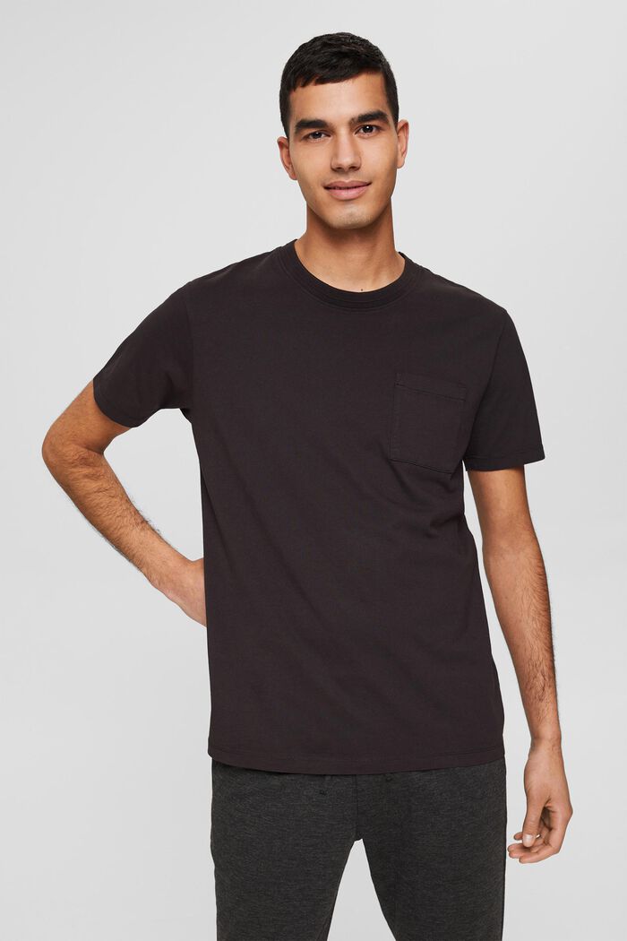 Jersey T-shirt met borstzak, BLACK, overview