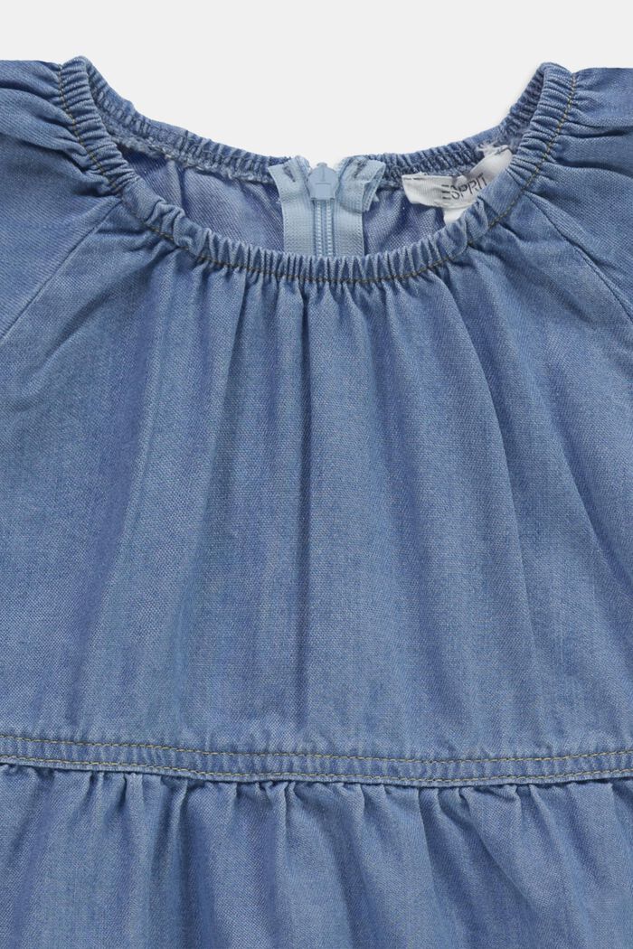 Denim jurk met vleugelmouwen, BLUE BLEACHED, detail image number 2