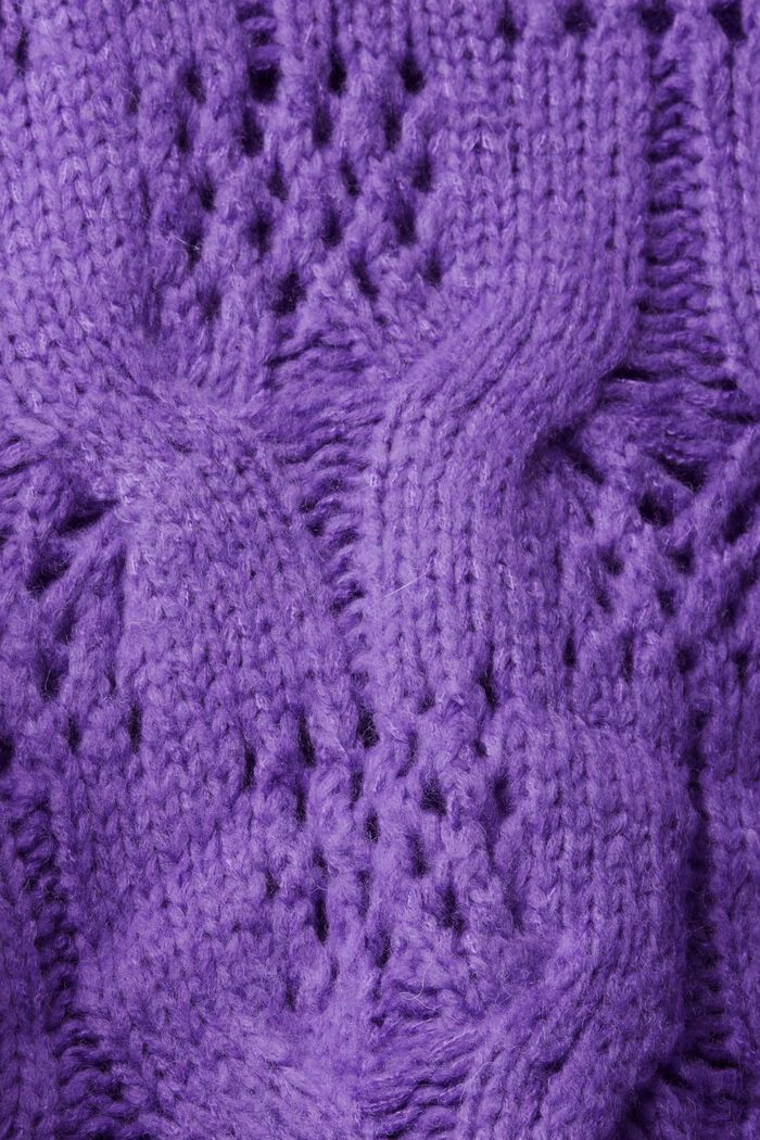 Cropped trui met kabelpatroon en wol, PURPLE, detail image number 5