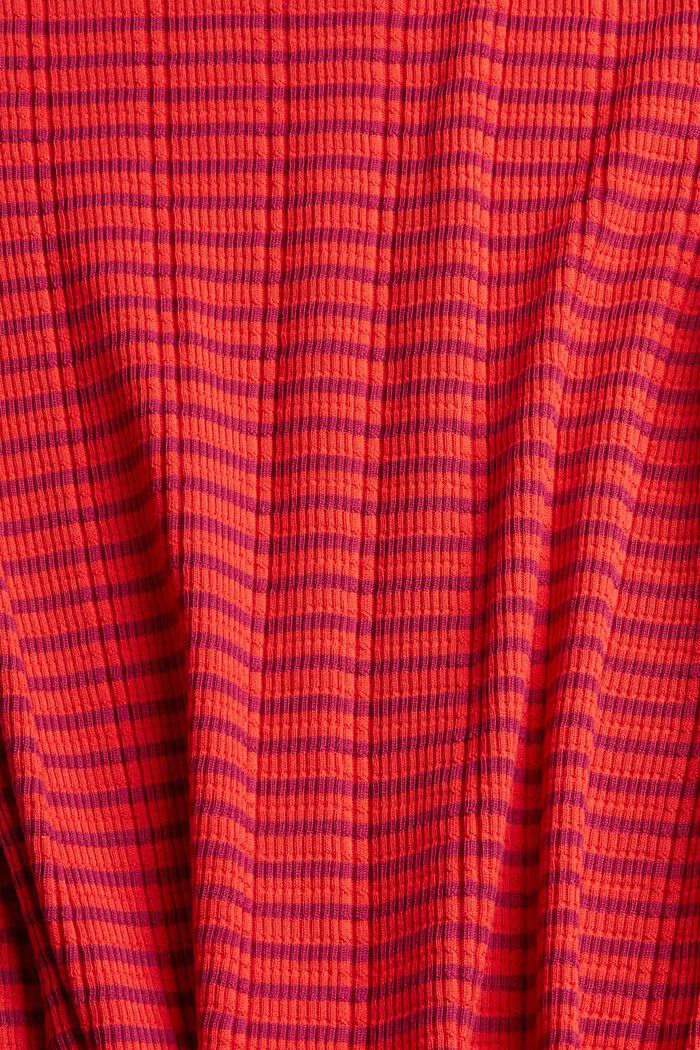 Ribgebreid shirt met strepen, katoenmix, ORANGE RED, detail image number 4