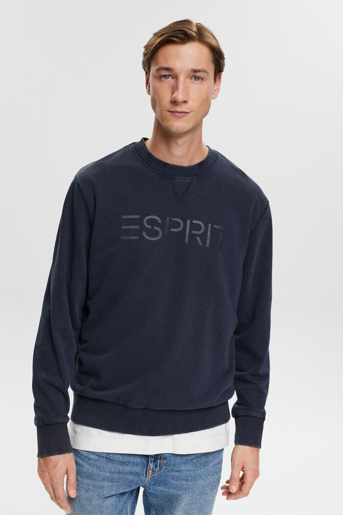Sweatshirt met logoprint en ronde hals, NAVY, detail image number 0