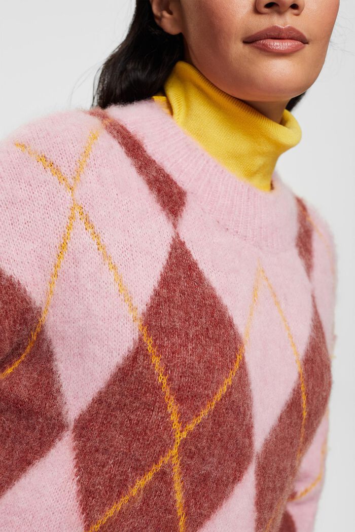 Argyle trui van een wolmix, LIGHT PINK, detail image number 2