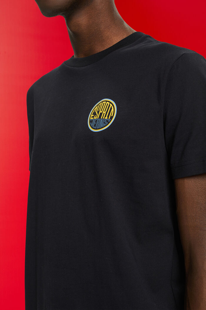 Katoenen T-shirt met logoprint op de borst, BLACK, detail image number 2