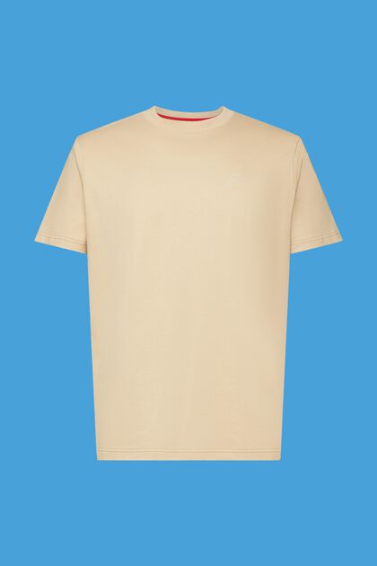 Katoenen T-shirt met dolfijnenprint, SAND, overview