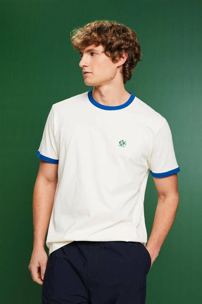 Katoenen T-shirt met ronde hals en logo, OFF WHITE, detail image number 0