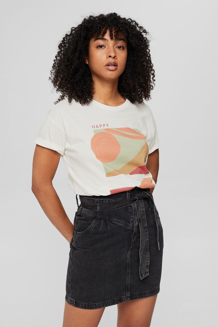 T-shirt met abstracte print en tekst