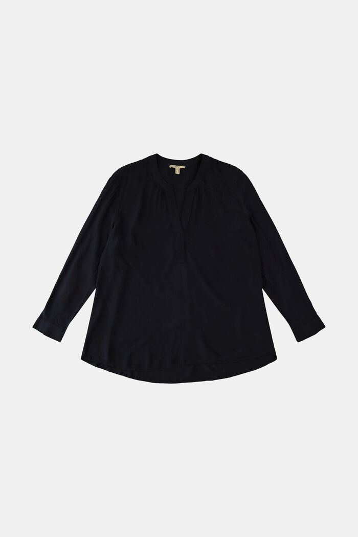 CURVY blouse van LENZING™ ECOVERO™, NAVY, detail image number 0