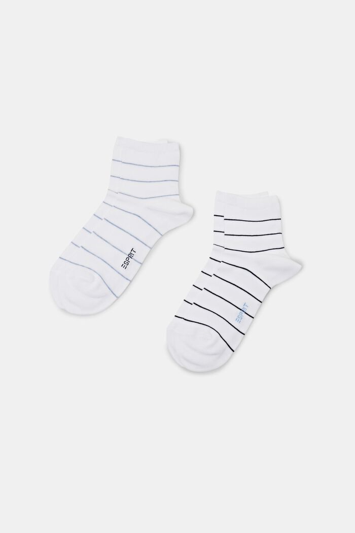 Set van 2 paar gestreepte, grofgebreide sokken, WHITE, detail image number 0