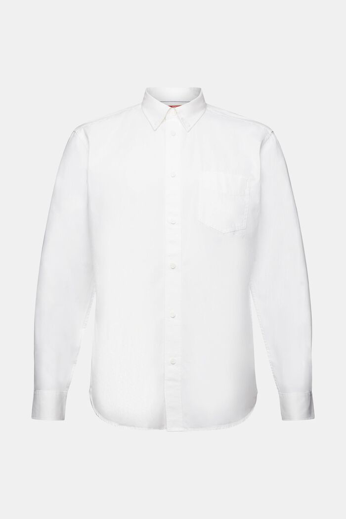 Popeline overhemd met buttondownkraag, 100% katoen, WHITE, detail image number 8