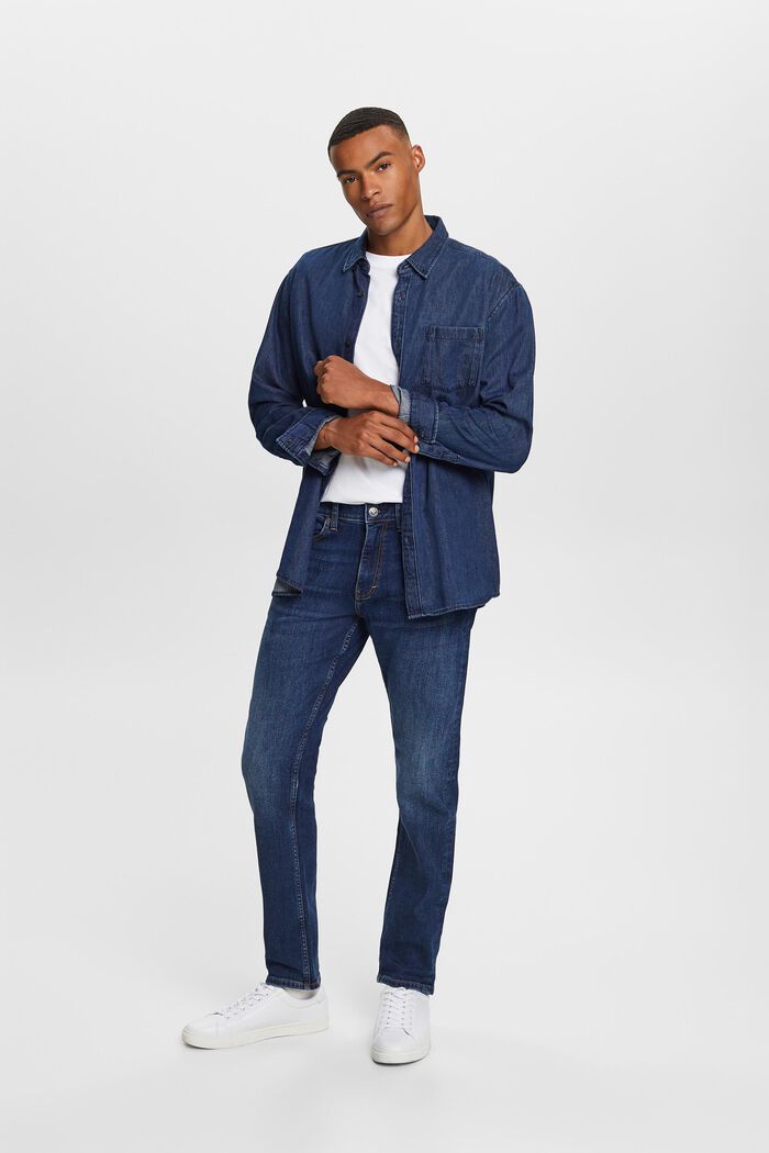 Slim fit-jeans met stretch, BLUE LIGHT WASHED, detail image number 1