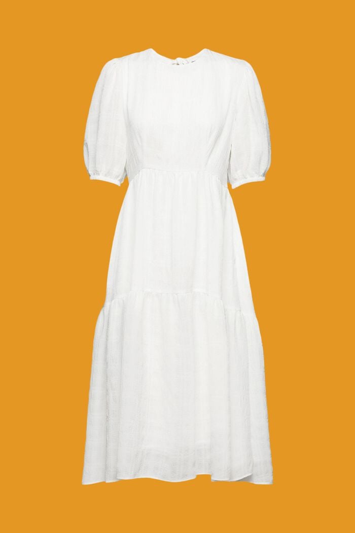 Lichte midi-jurk met ballonmouwen, OFF WHITE, detail image number 5