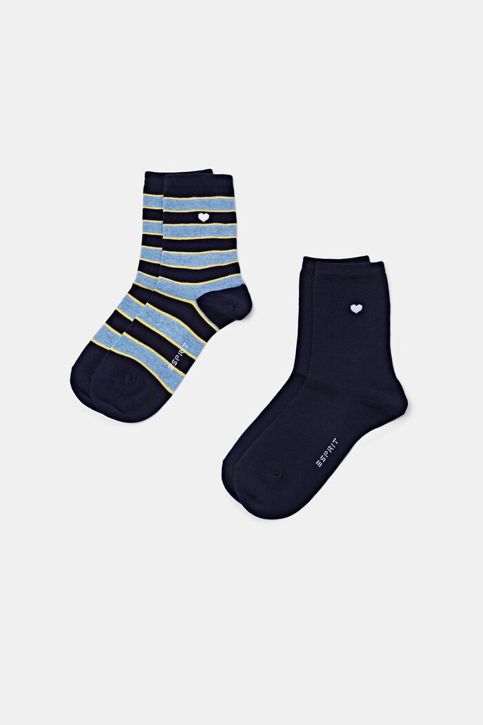 2 paar gestreepte sokken, SPACE BLUE, detail image number 0