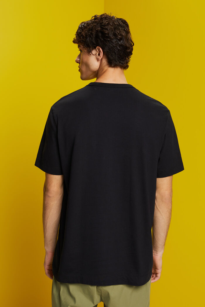 Jersey T-shirt met print op de borst, 100% katoen, BLACK, detail image number 3