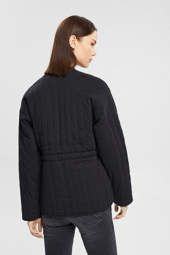 Gewatteerd vest met ceintuur in sweatshirtstijl, BLACK, detail image number 3