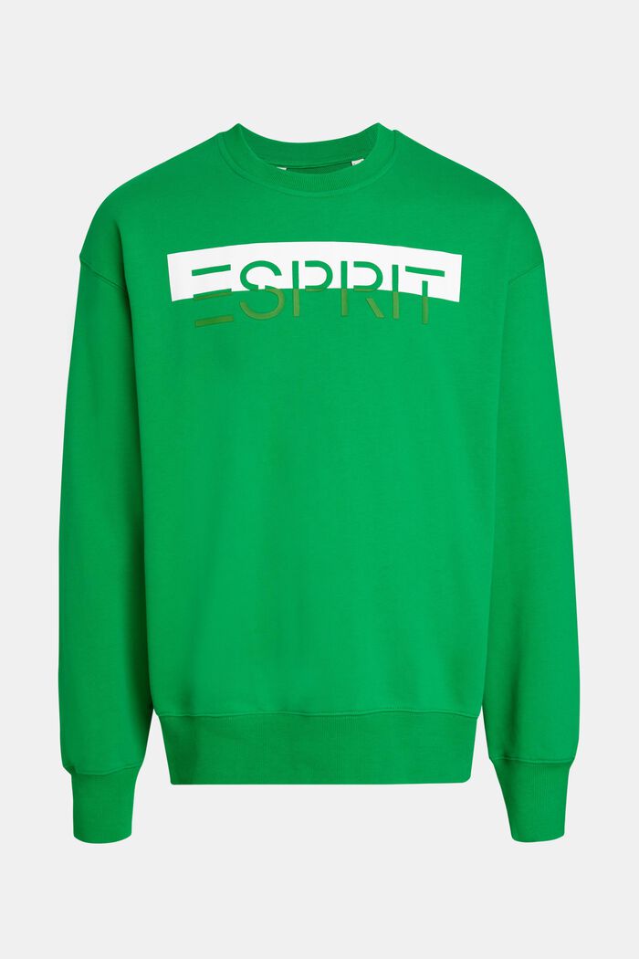 Matglanzend sweatshirt met label, GREEN, detail image number 4