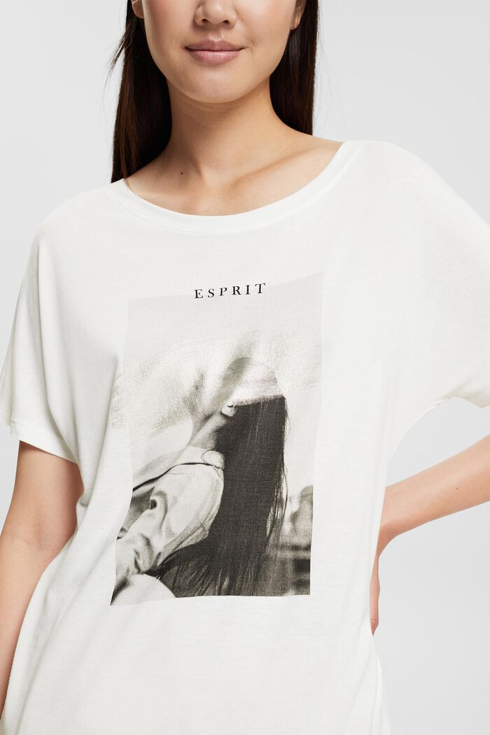 T-shirt met print, LENZING™ ECOVERO™, OFF WHITE, detail image number 0
