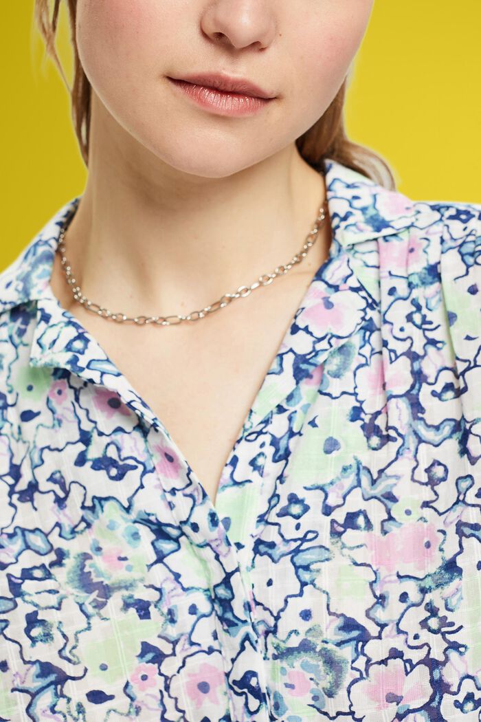 Katoenen blouse met bloemenprint, WHITE, detail image number 4