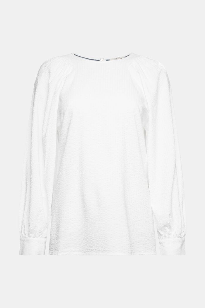 Gestructureerde blouse, katoenmix, WHITE, detail image number 7