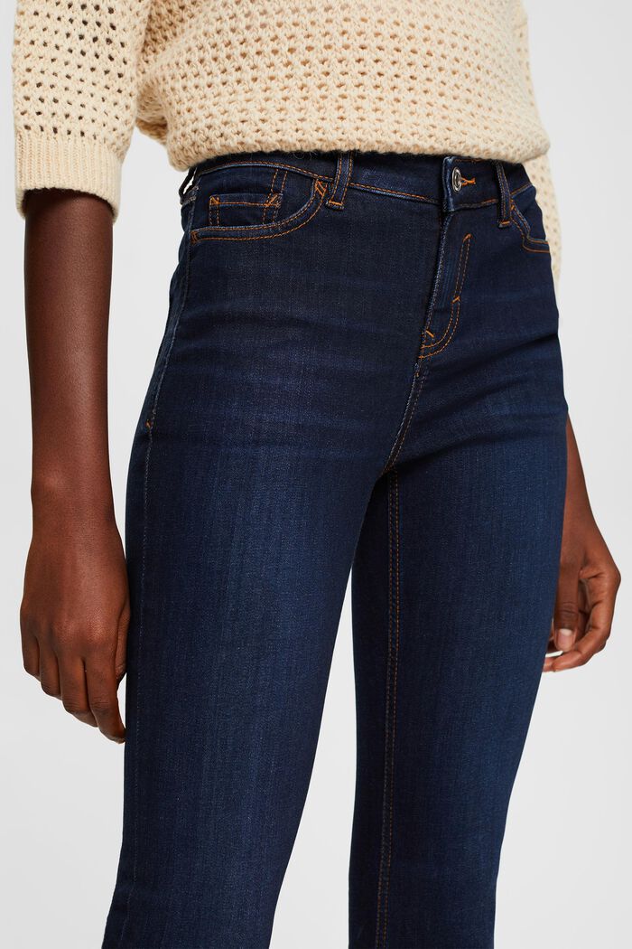 Skinny bootcut jeans met hoge taille, BLUE DARK WASHED, detail image number 2