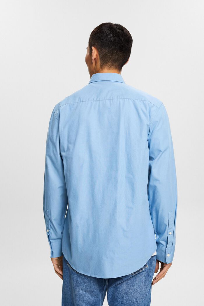 Popeline overhemd met buttondownkraag, 100% katoen, LIGHT BLUE, detail image number 3