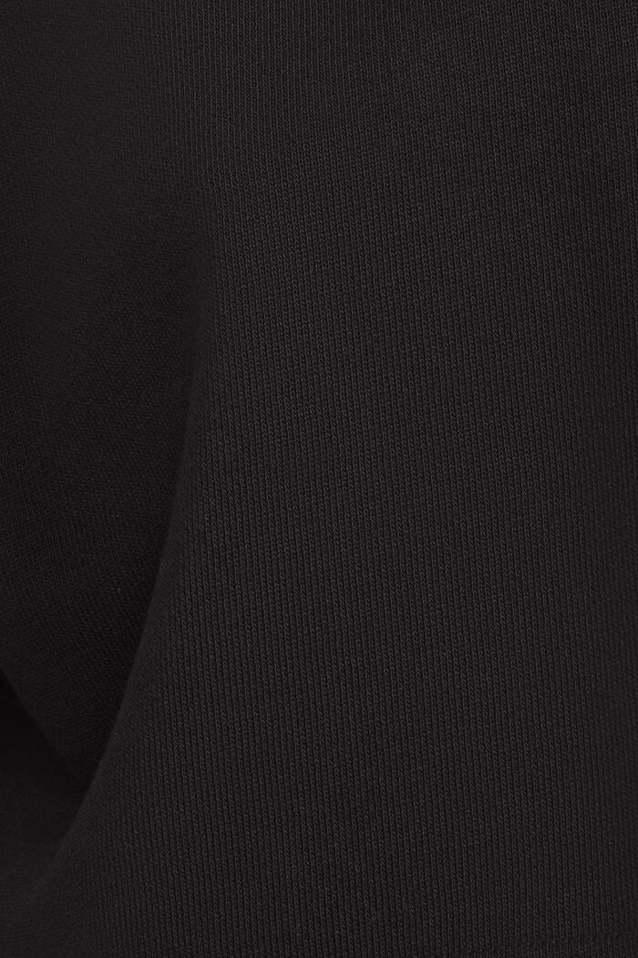 Cropped terry sweater van organic cotton, BLACK, detail image number 4