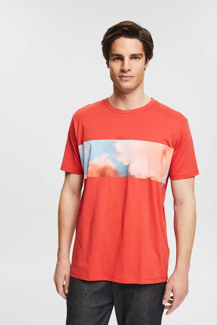 Jersey T-shirt met print, RED ORANGE, detail image number 0