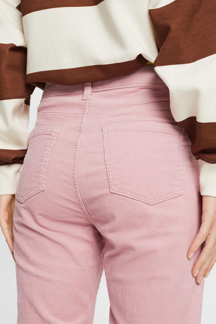 Straight fit corduroy broek met hoge taille, OLD PINK, detail image number 4