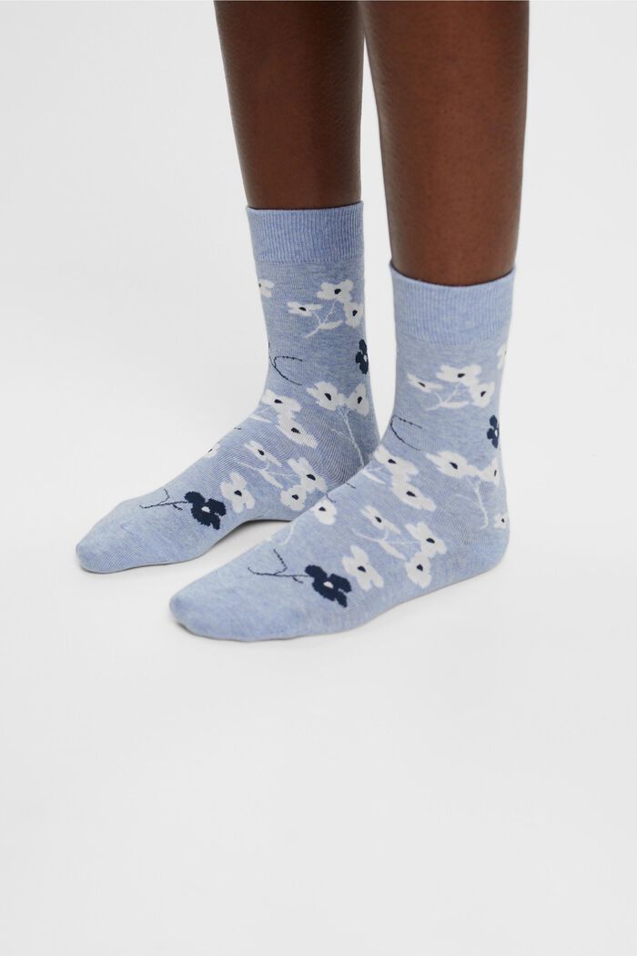 Set van 2 paar grofgebreide sokken met print, LIGHT BLUE/NAVY, detail image number 2